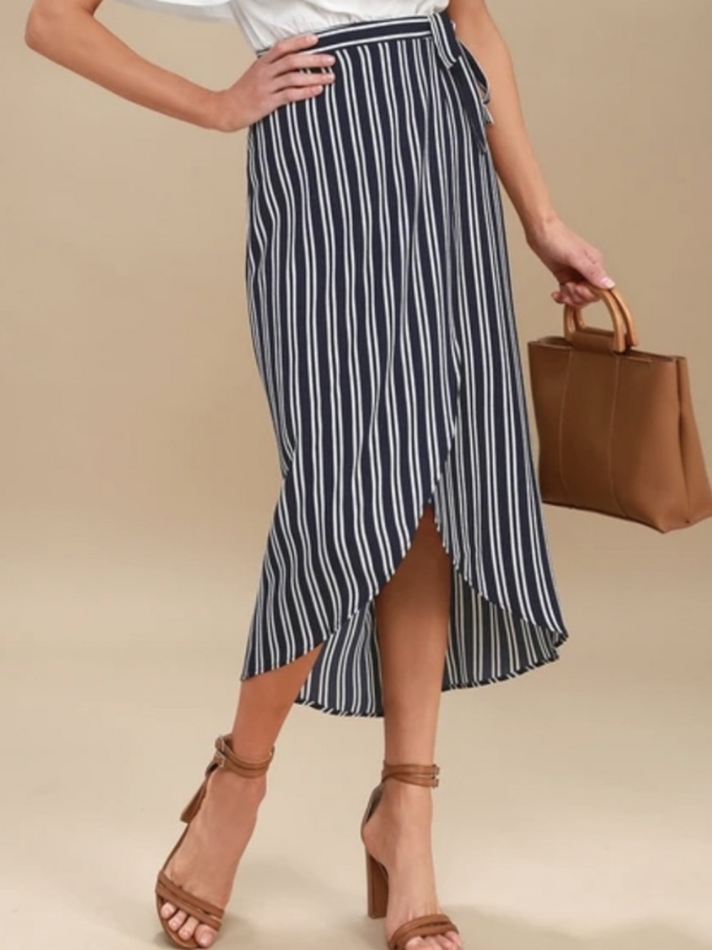 Lulus Striped Wrap Skirt